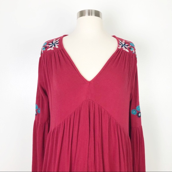 Free People | Red Ti Amo Floral Embroidered Dress - Picture 2 of 8